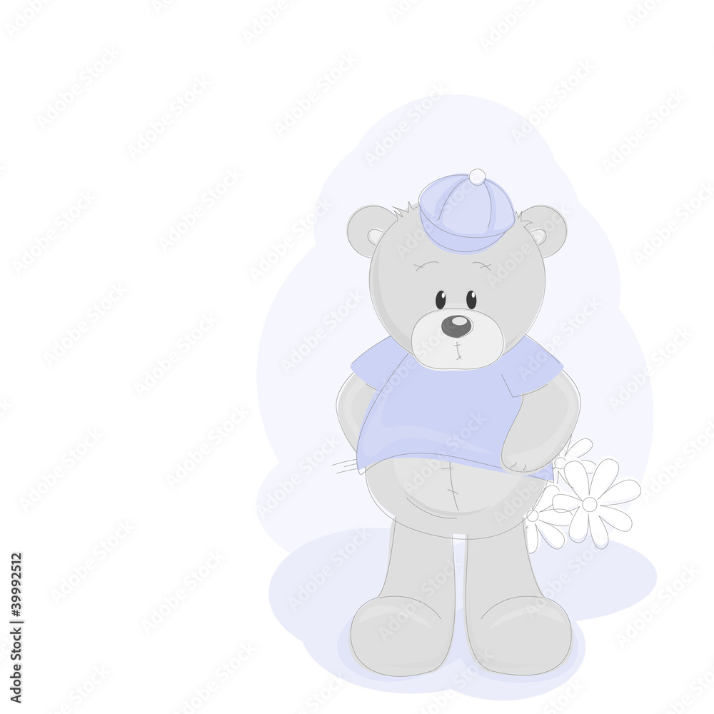Fototapeta premium Teddy Bear and flowers