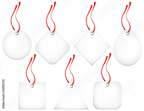 7 Little White Hangtags Red Bow