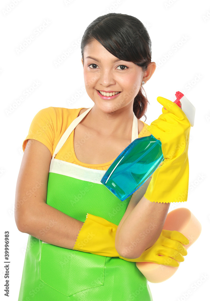 woman holding sprayer cleaning tool woman holding sprayer cleaning tool
