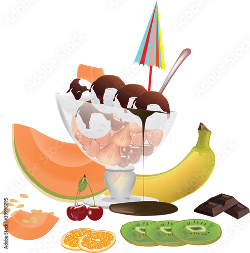 coppa di gelato alla frutta