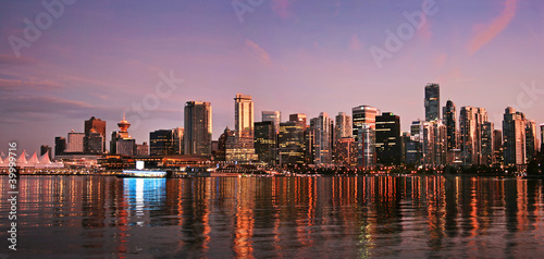 Obraz na płótnie Vancouver downtown skyline panorama at sunset w salonie