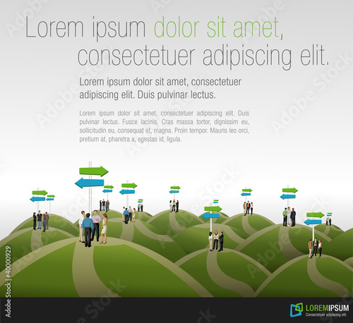 Group of business people choosing the right path