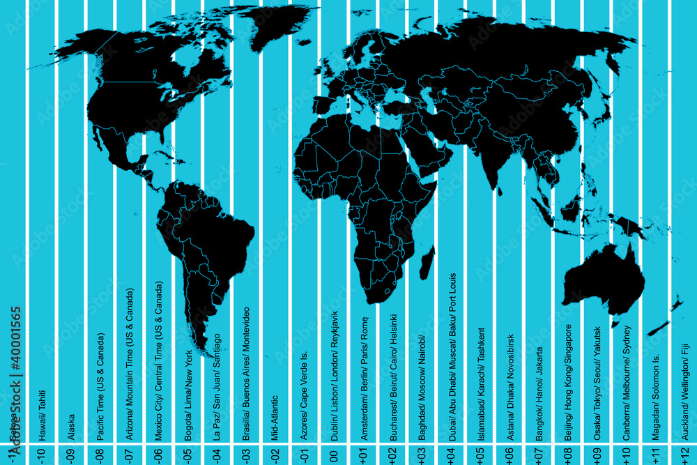 World map and time zones Stock Illustration Adobe Stock