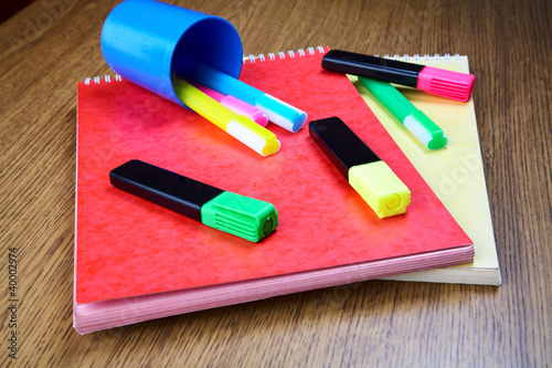 Business still-life with notebooks and markers