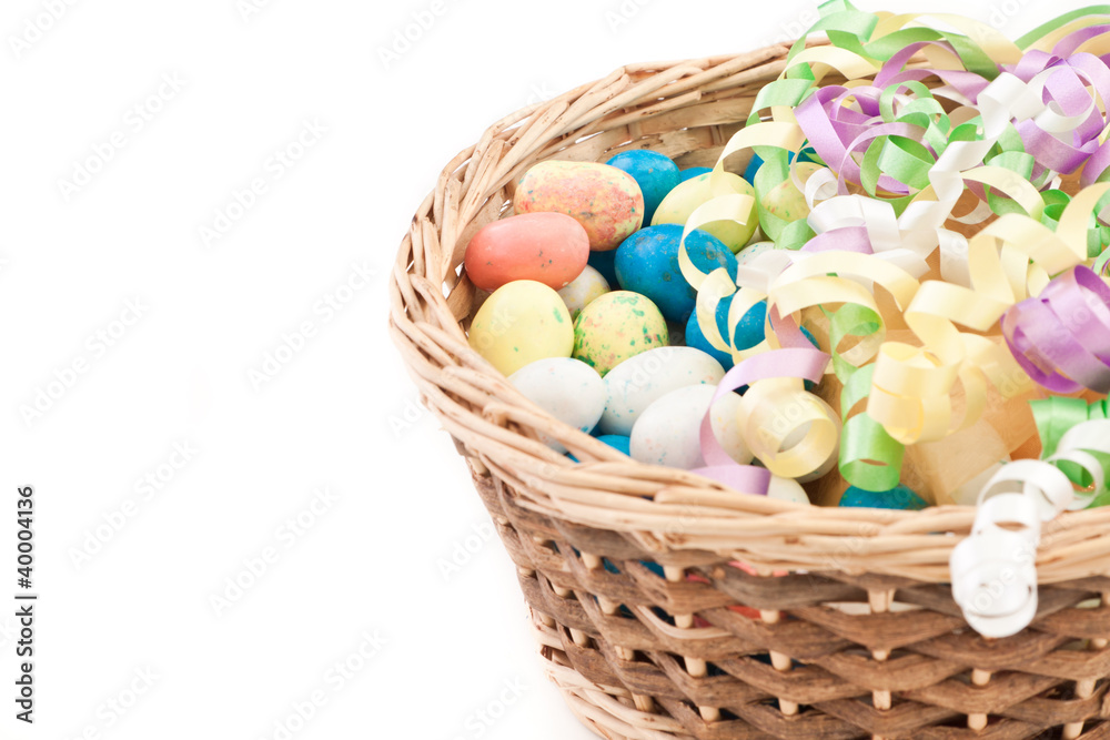Easter basket isolated on white