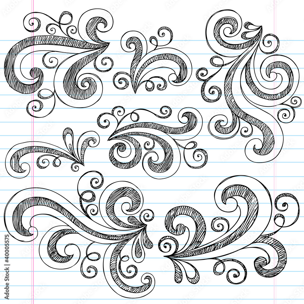 Sketchy Doodle Swirls Vector Design Elements Set Sketchy Doodle Swirls Vector Design Elements Set