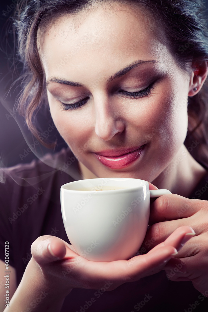 Beauty Girl With Cup of Coffee or Tea Beauty Girl With Cup of Coffee or Tea