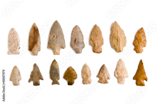 Arrowhead collection isolated on white photo