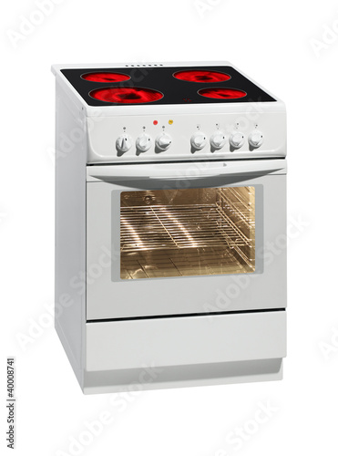 Modern white stove isolated on white with clipping path.