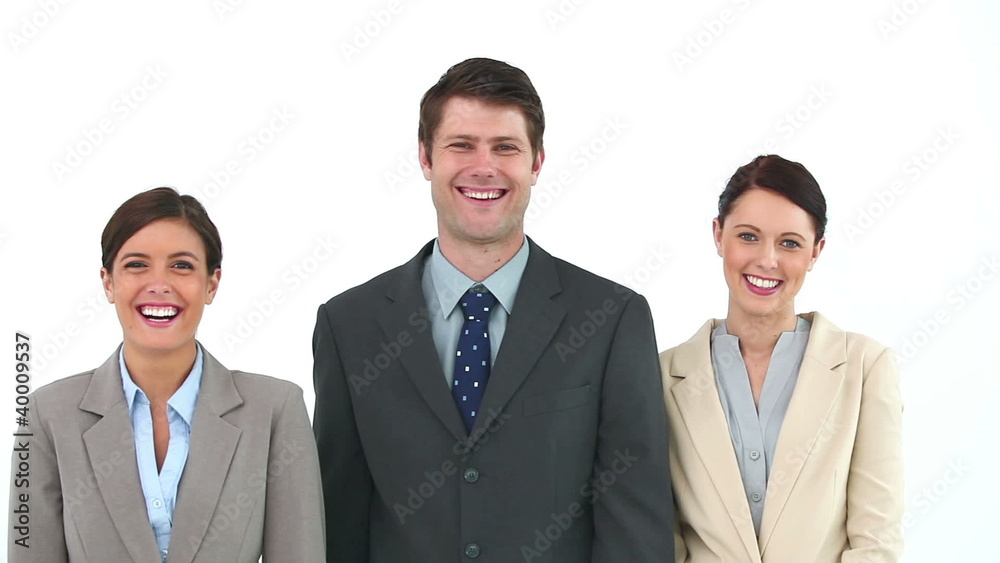Happy business team throwing bank notes Happy business team throwing bank notes