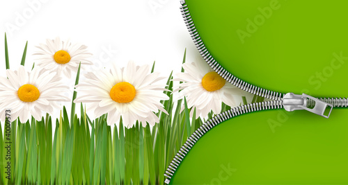 Nature background with zipper. Vector illustration.