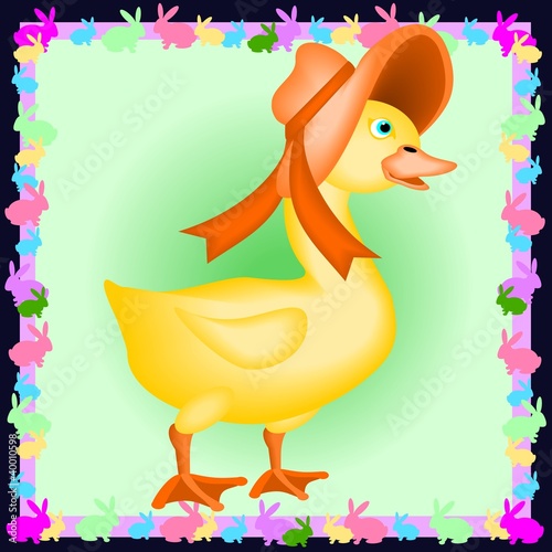 Baby duck with bonnet
