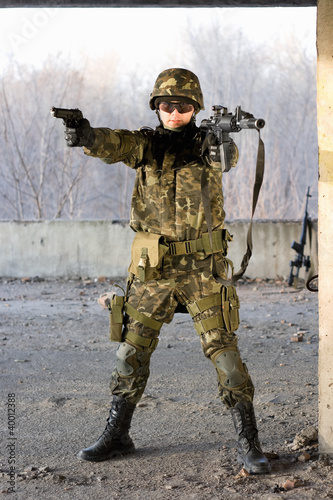 Military man aiming