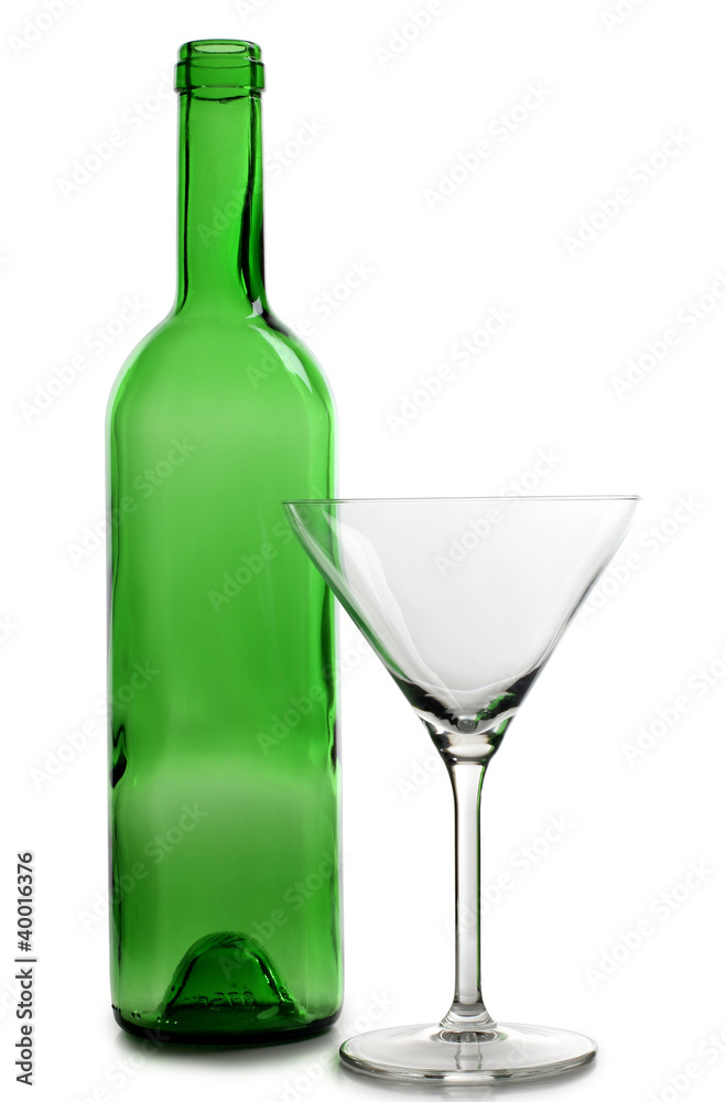 Green alcohol glass bottles