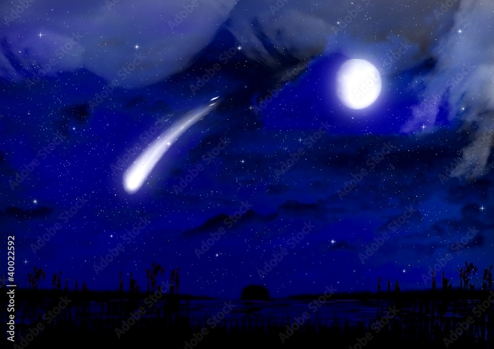 meteorite in the night sky