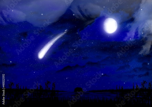 meteorite in the night sky © Zhanna Ocheret