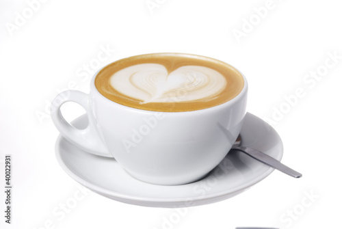 Canvas Latte Cup with Heart Design.