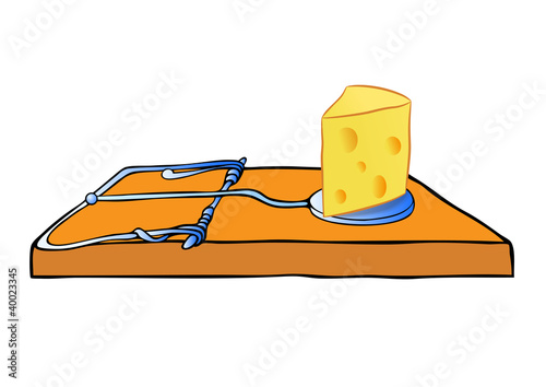 vector mousetrap with cheese - trap