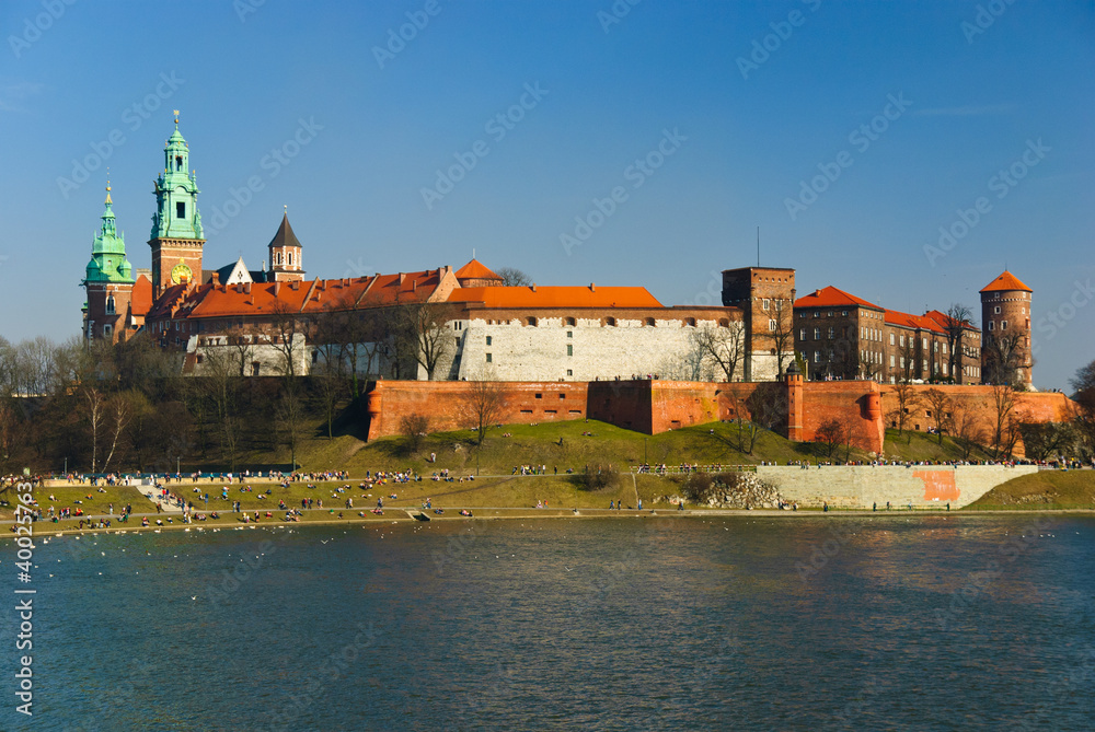 Royal Wawel castle on the Vistula river, Cracow, Poland