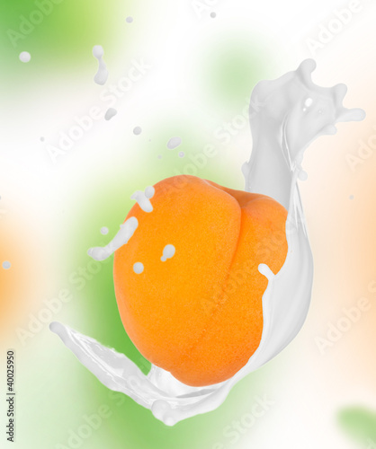 Apricot in milk splash