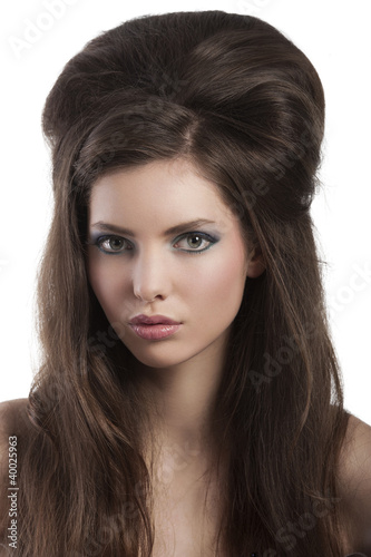 brunette with creative hair styling
