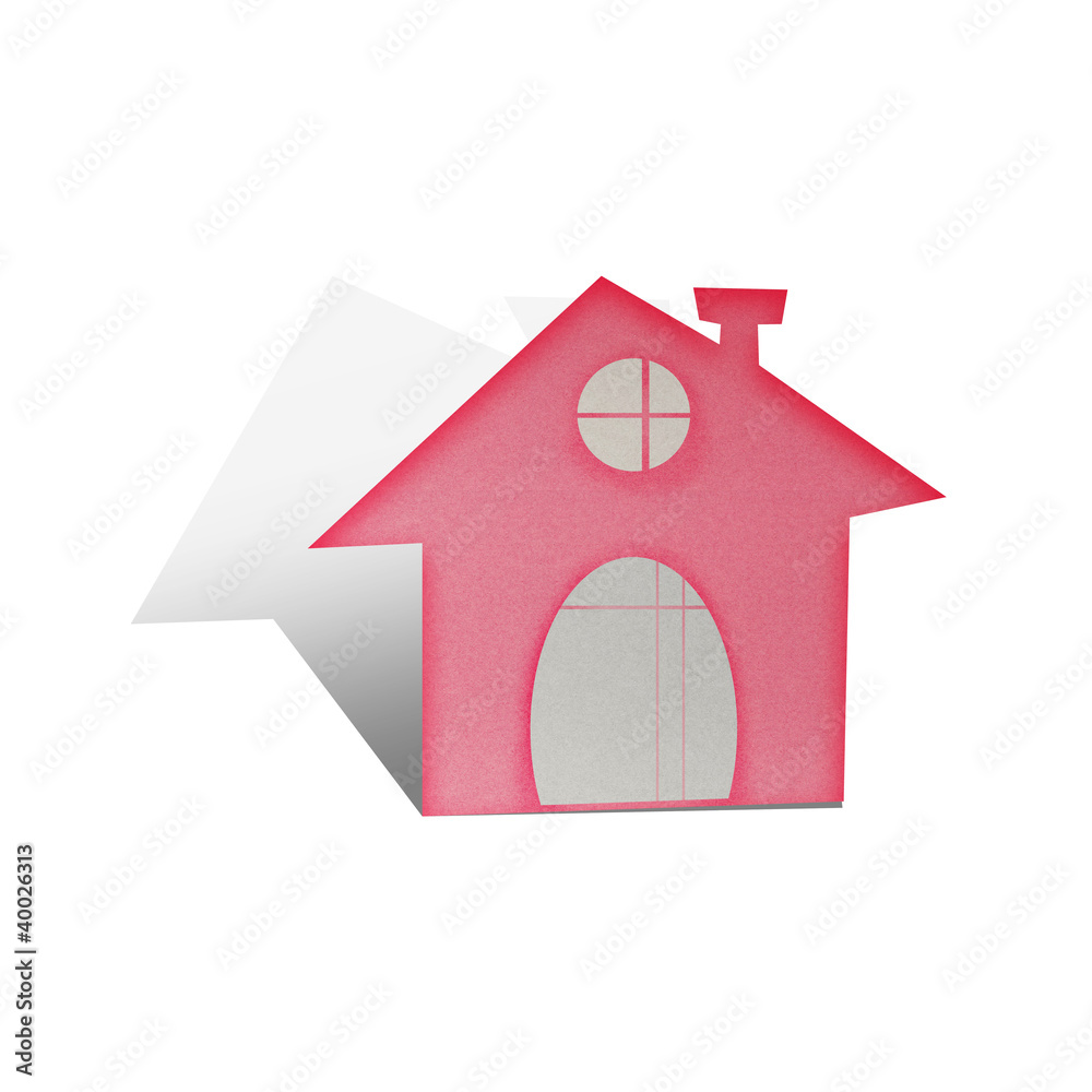 Cartoon house from recycle paper on white background Cartoon house from recycle paper on white background