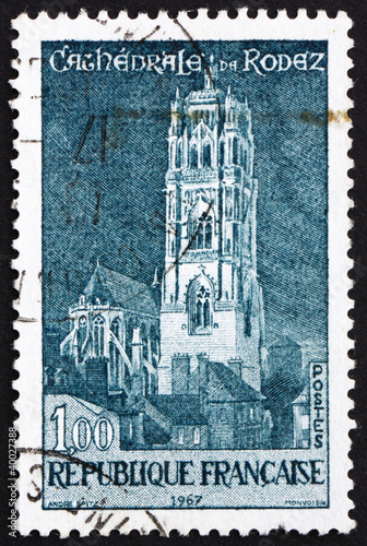 Postage stamp France 1967 Rodez Cathedral, France