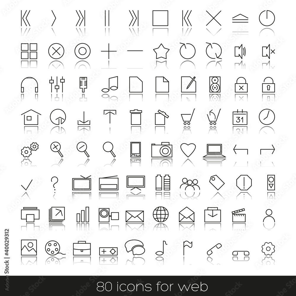 set of icons for your web, audio, Internet