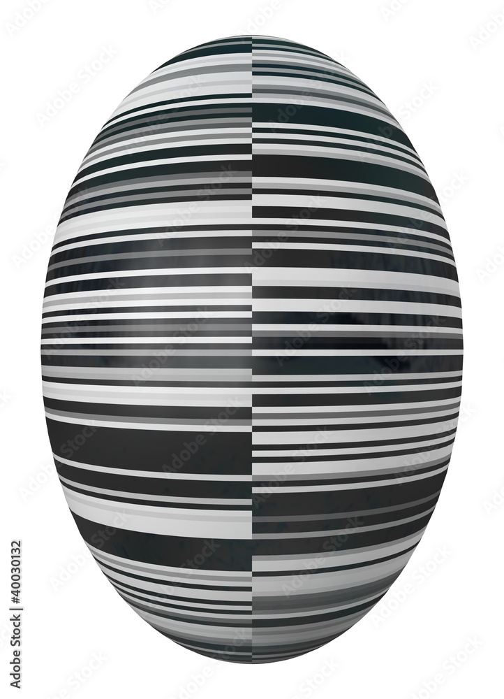 egg with geometric pattern in  black white