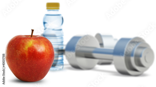 Dumbbells with an apple