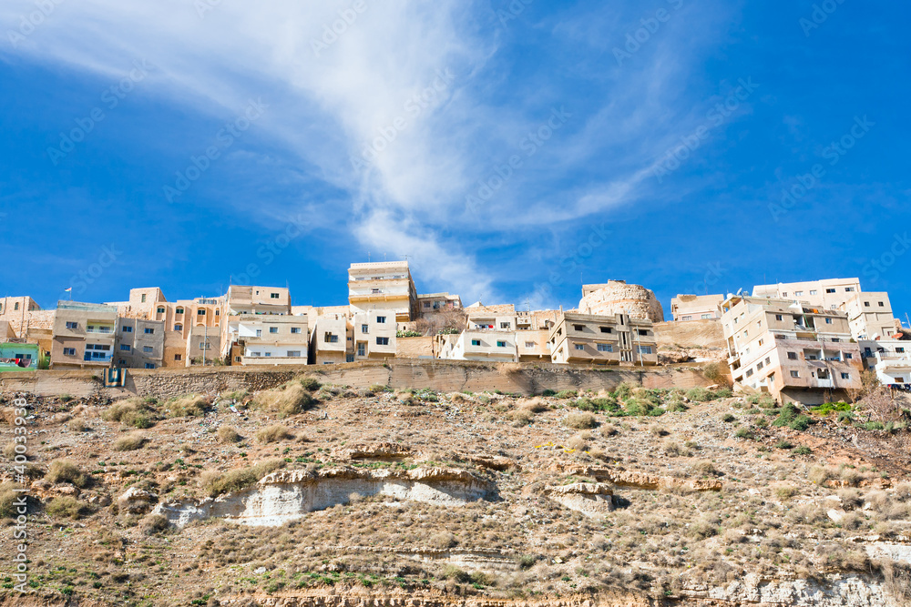town Kerak on stone hill, Jordan