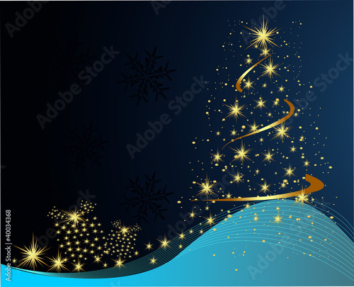 Christmas background. Fir-tree from stars).