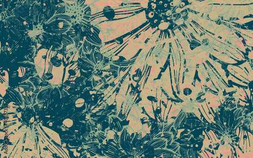 Grunge daisy flower abstract vector background