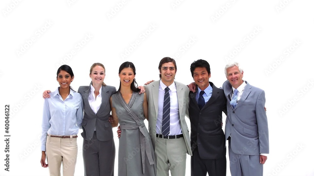 Business people standing shoulders to shoulders Business people standing shoulders to shoulders