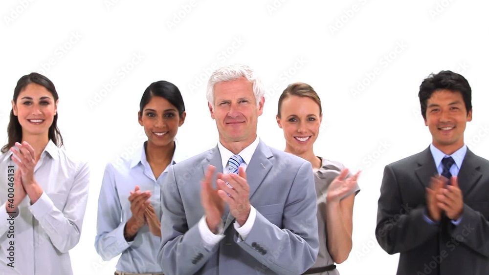 Business team applauding together Business team applauding together