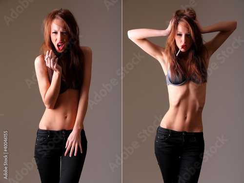 skinny model with a cigarette photo
