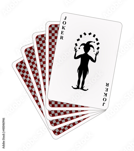 Playing cards - red back side and joker