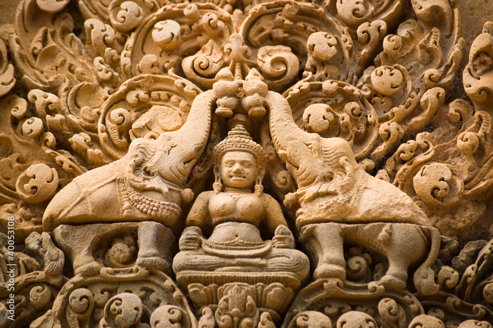 Indra carving, Banteay Srei, Angkor Indra carving, Banteay Srei, Angkor