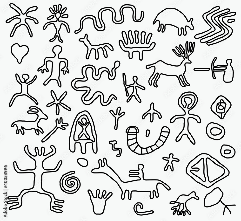 Fototapeta premium vector ancient petroglyphs