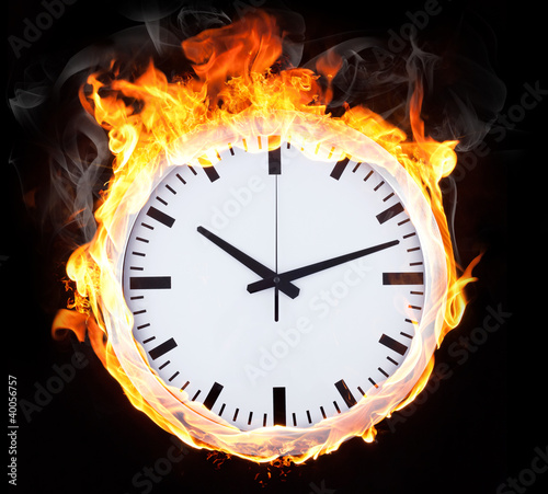 Burning objects and objects in fire on black background
