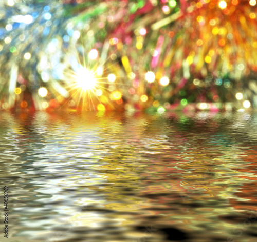 Canvas Print bunte Lichter am Wasser