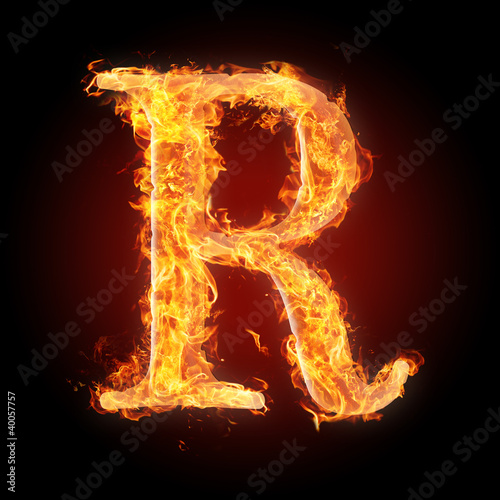 Fonts and symbols in fire for different purposes - R