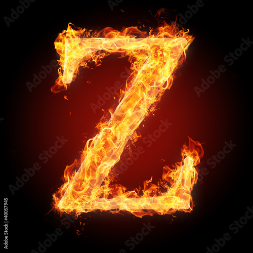 Fonts, numbers and symbols in fire for different - Z