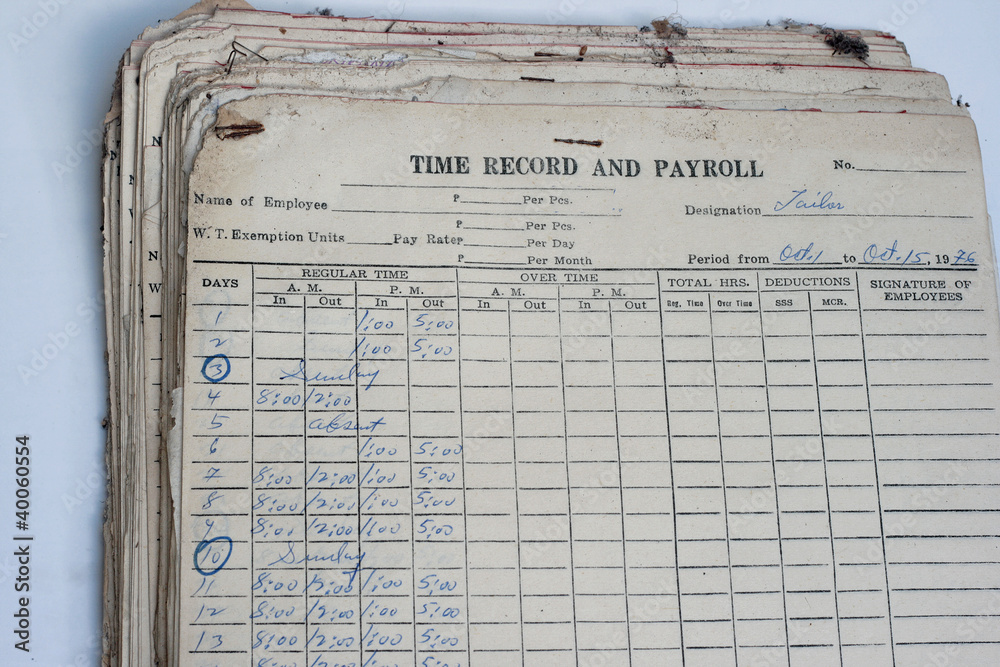 Naklejka premium Old Time Record and Payroll