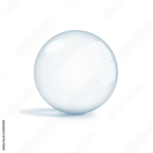 Empty glass sphere, ball isolated on white background
