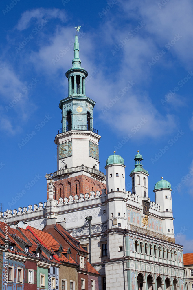 Houses and Town Hall in Old Market Square, Poznan, Poland