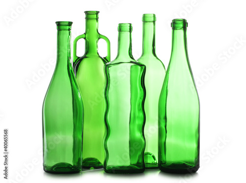 Green martini glasses on bottle
