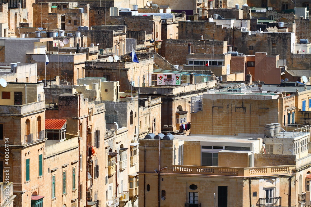 Traditional Maltese architecture in Valletta, Malta