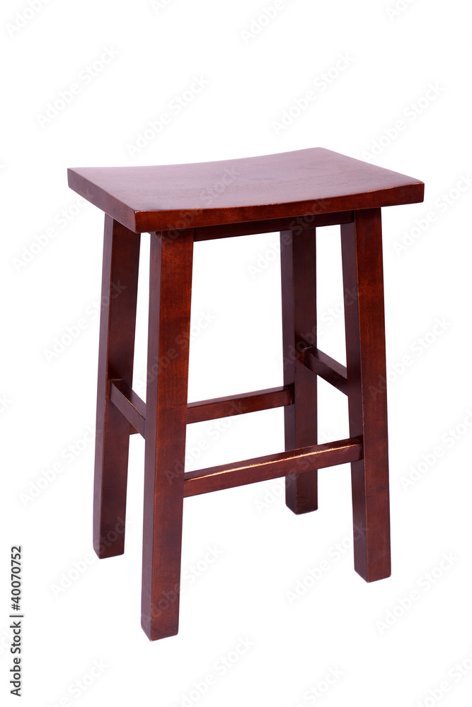 small wooden brown simple stool isolated on white background small wooden brown simple stool isolated on white background