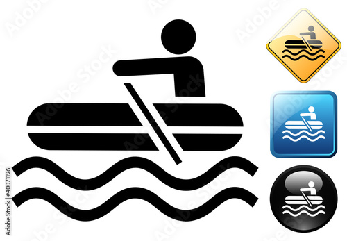 Inflatable raft pictogram and icons